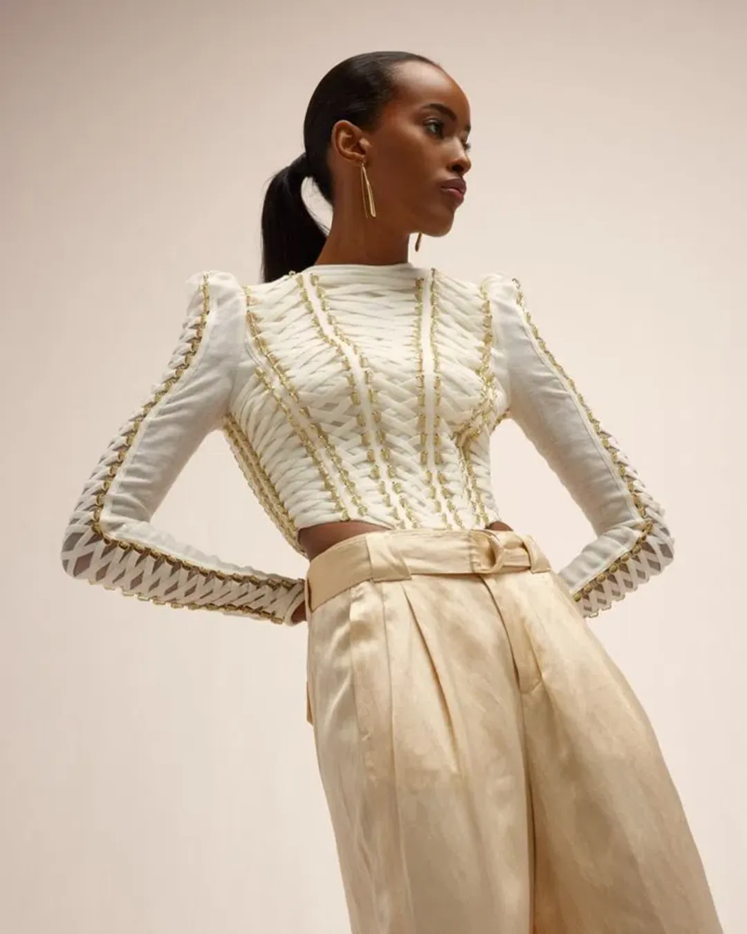 Zimmermann Coaster Cropped Bodice Ivory Size 0 / AU 8 for rent on The Volte - main image
