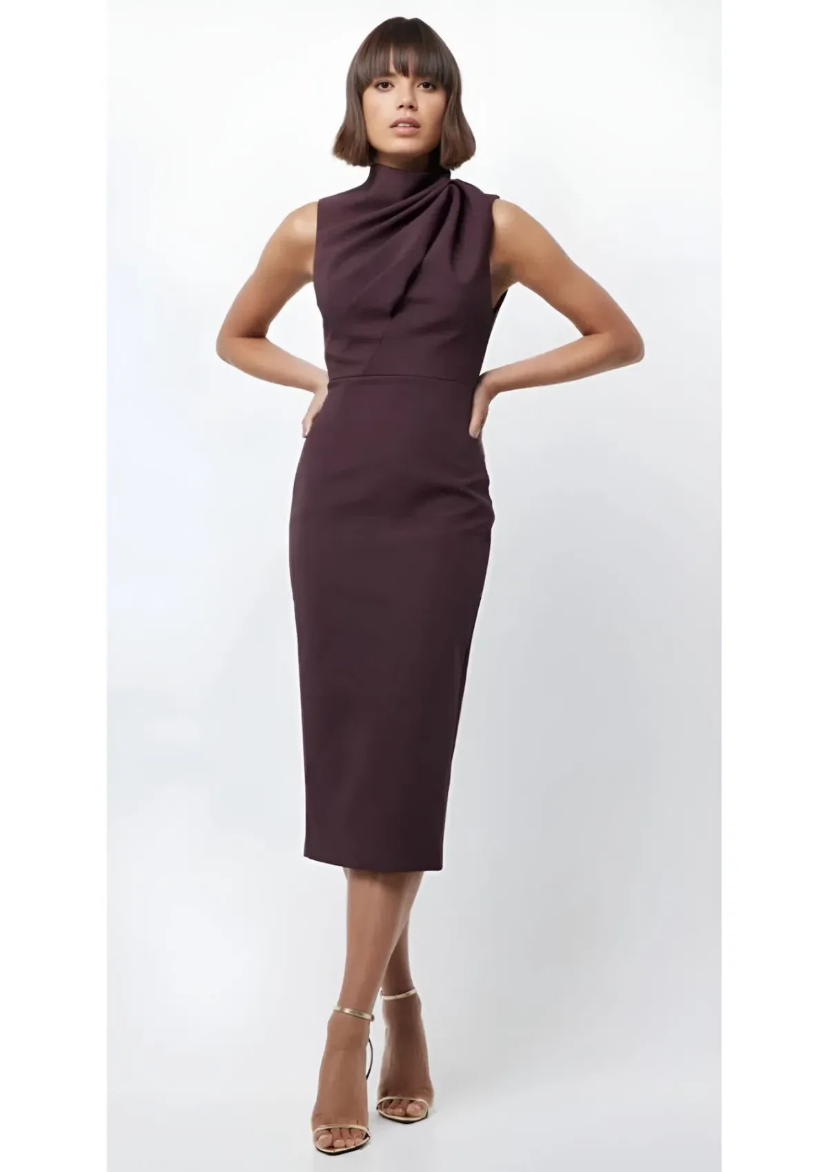 Mossman The Edge of Glory Midi Dress Dark Cherry Size 10 for rent on The Volte - main image