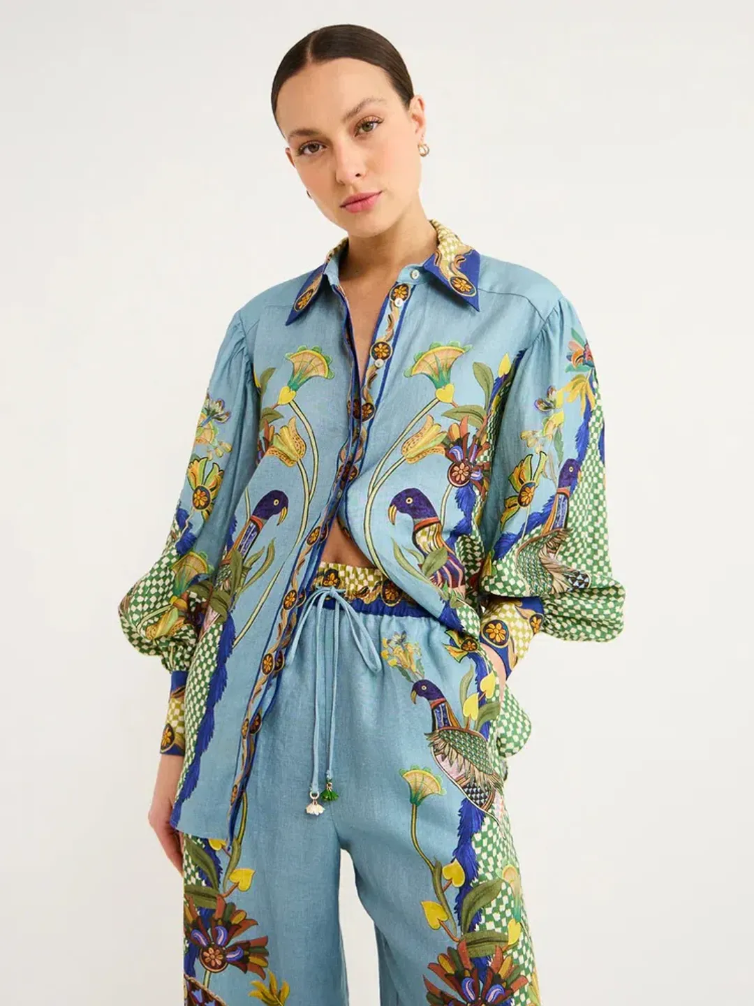 Alemais Gilly Shirt & Pant Set Misty Blue Size AU 10 for rent on The Volte - main image