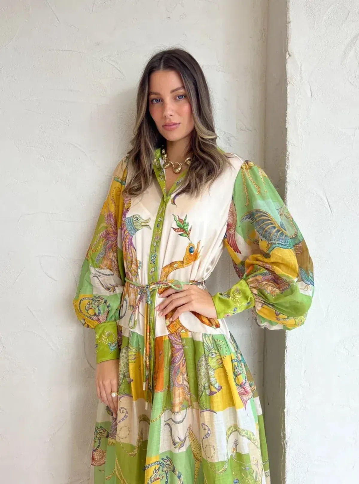 Alemais Jerome Silk Shirtdress Multi Size AU 10 - Image 3