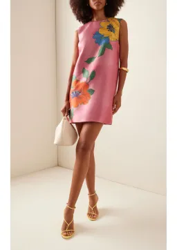 Alemais Piato Floral Satin Mini Shift Dress Exclusive Pink Size AU 6 for rent on The Volte - image 2