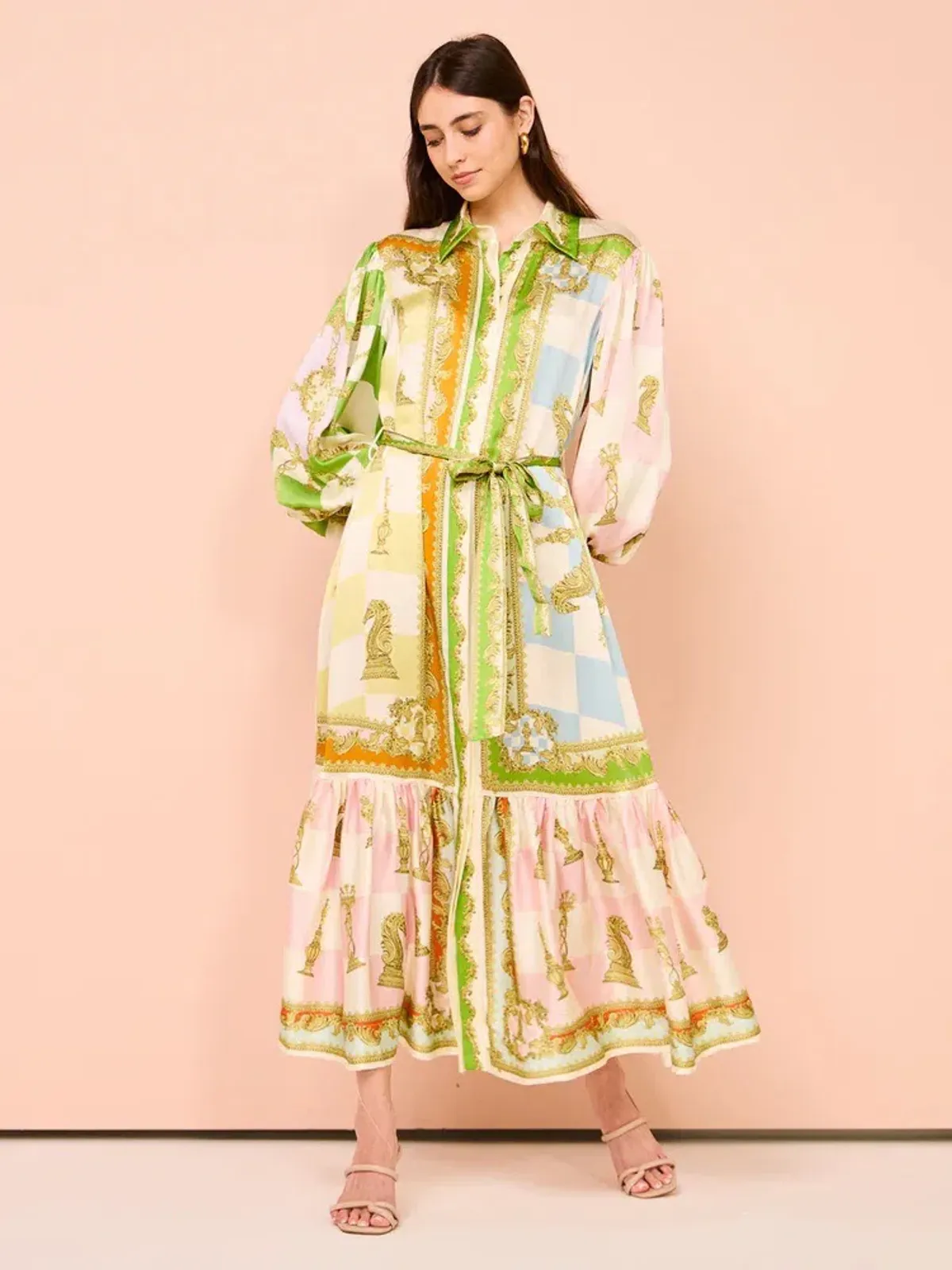 Alemais Checkmate Silk Shirtdress Multi Size AU 8 - Image 1