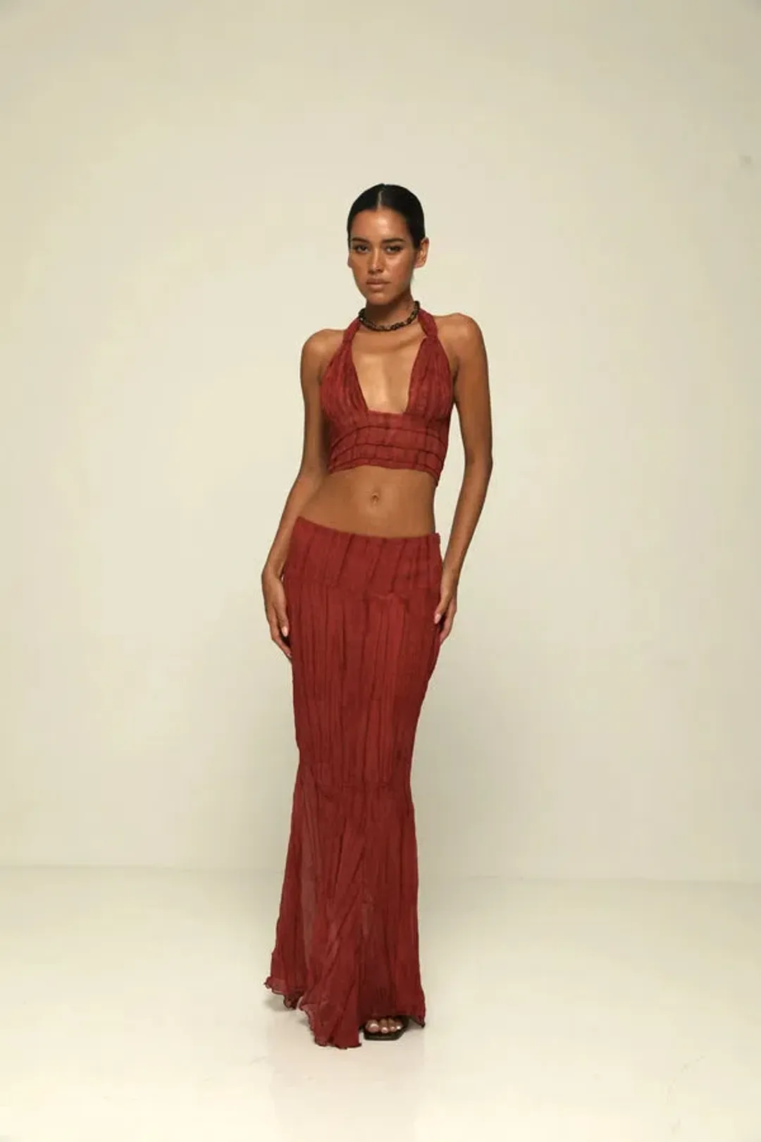Ranaco Atelier Mini Top and Sirene Skirt Set Hibiscus Red Size S / AU 8 for rent on The Volte - main image