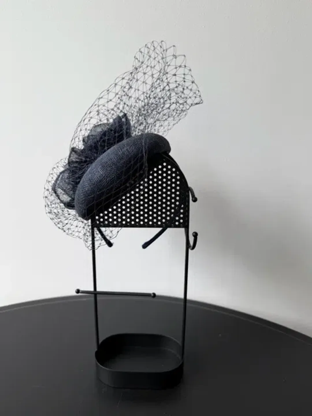 Millinery Headpiece With Raffia Flowers and Veil for rent on The Volte - main image