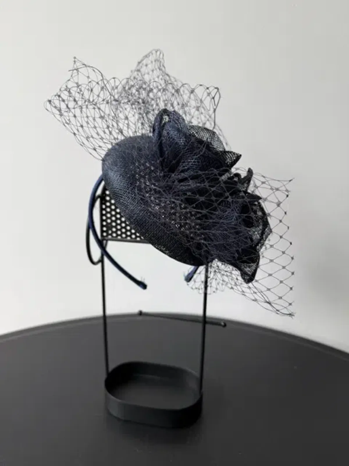 Millinery Headpiece With Raffia Flowers and Veil for rent on The Volte - main image