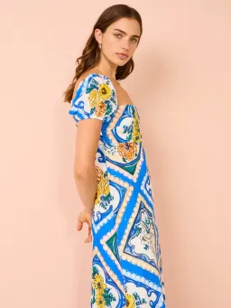 By Nicola Mariposa Puff Sleeve Maxi Dress in Azure Floral Size 8 for rent on The Volte - image 4
