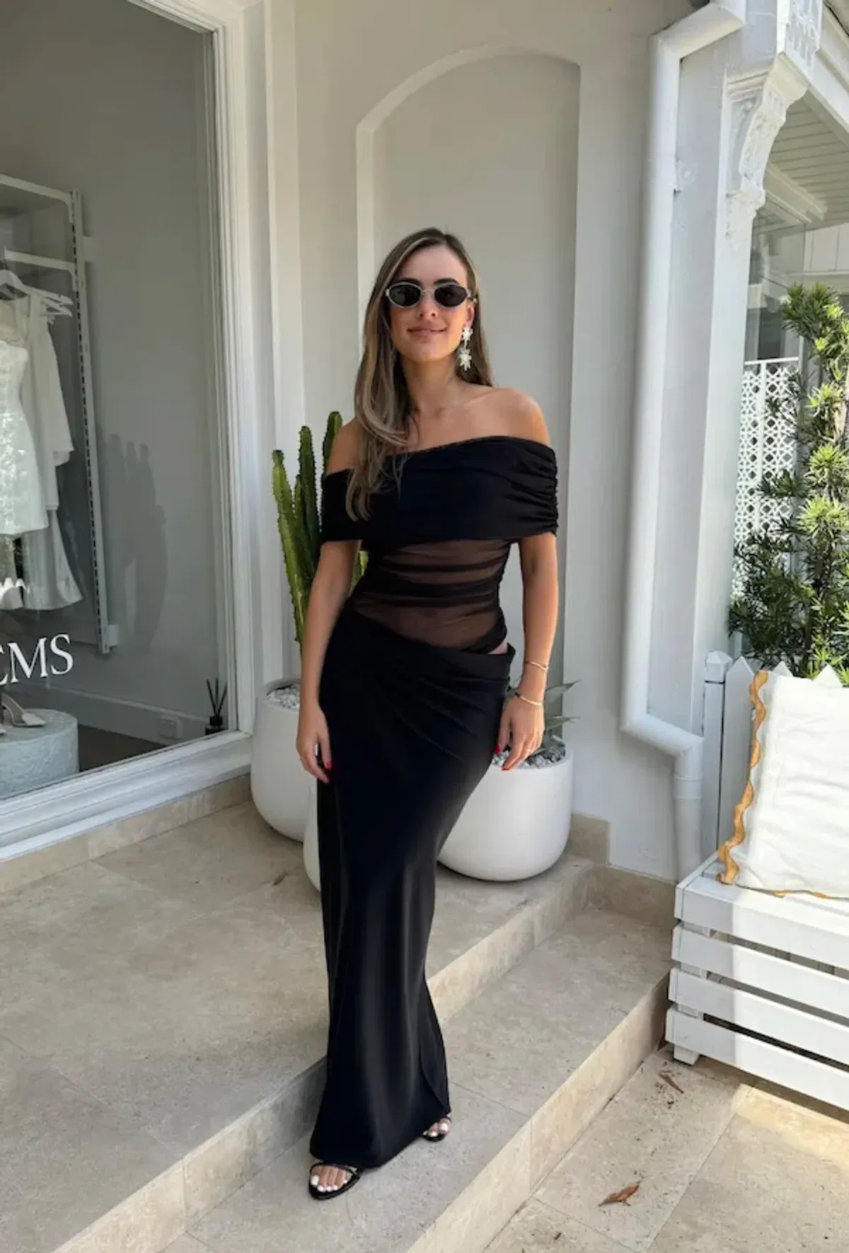 Benni Nico Off Shoulder Maxi Dress Black Size 10 - Image 1
