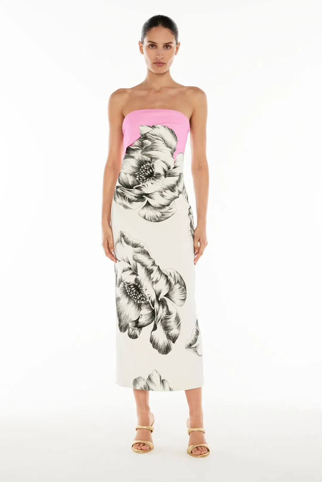 Manning Cartell Overbloom Midi Dress White/Black Floral Size 8 for rent on The Volte - main image