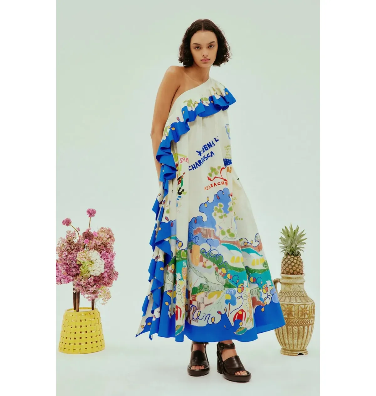 Alemais Nadia One Shoulder Ruffle Dress Multi Size AU 16 - Image 1