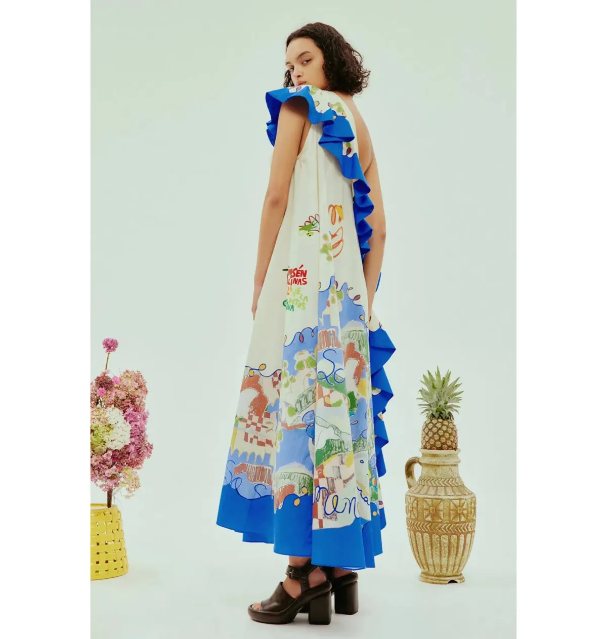 Alemais Nadia One Shoulder Ruffle Dress Multi Size AU 16 - Image 3
