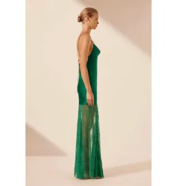 Shona Joy Elle Silk Lace Cowl Maxi Dress Emerald Green Size AU 10 for rent on The Volte - image 3