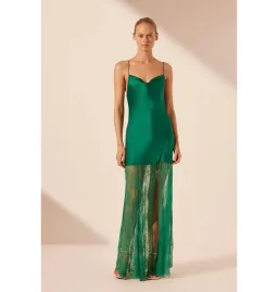 Shona Joy Elle Silk Lace Cowl Maxi Dress Emerald Green Size AU 10 for rent on The Volte - image 1