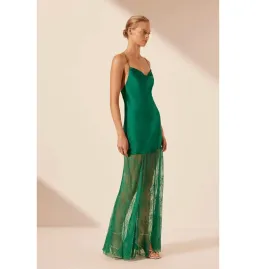 Shona Joy Elle Silk Lace Cowl Maxi Dress Emerald Green Size AU 10 for rent on The Volte - image 2