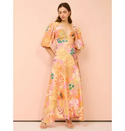 By Nicola Bolero Maxi Gathered Neckline Dress In Fruit Punch Size AU 10 for rent on The Volte - image 1