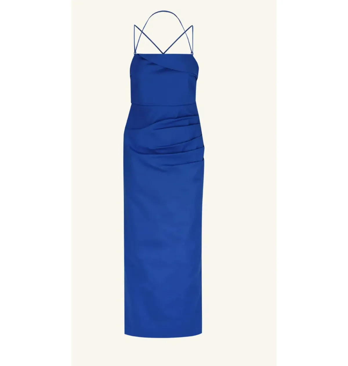 Shona Joy Lani Draped Cross Back Midi Dress Azure Blue Size AU 14 - Image 4