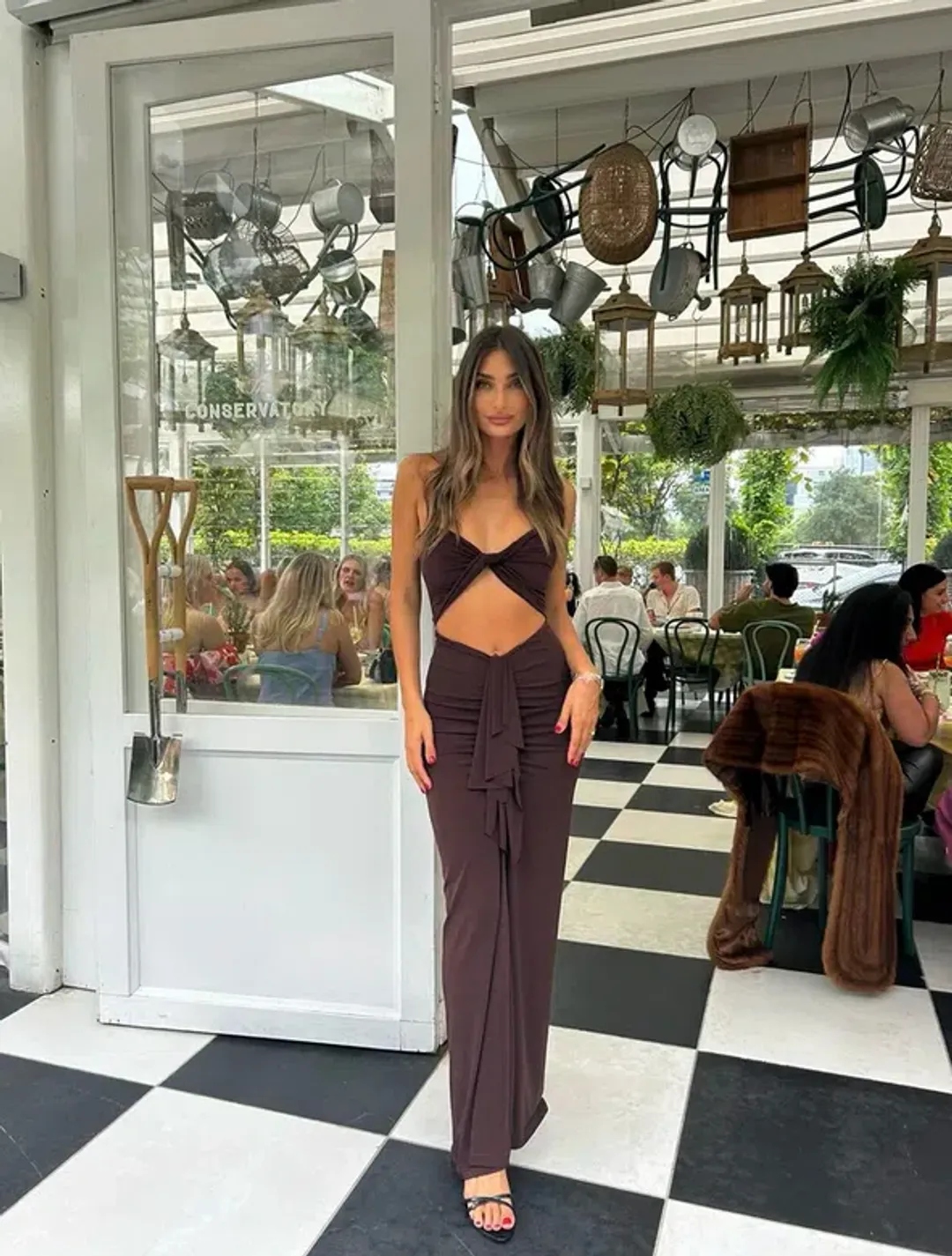 Ivona Skelo Afroditi Dress Brown Size AU 6 for rent on The Volte - main image