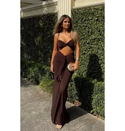 Ivona Skelo Afroditi Dress Brown Size AU 8 for rent on The Volte - image 2