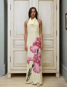 With Harper Lu Cowl Slip Dress in Iris Floral Size M / AU 10 for rent on The Volte - image 1