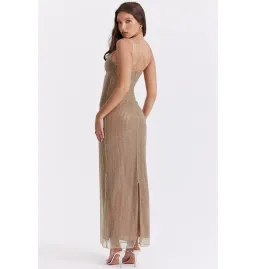 House of CB Alondra Beaded Maxi Dress Cafe Au Lait Size AU 6 for rent on The Volte - image 3