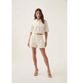 Aje Ren Denim Crop Shirt and Ren Belmond Denim Short Set in White Size AU 8 for rent on The Volte - image 1
