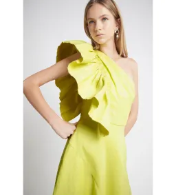 Aje Bonjour Asymmetric Midi Dress Lime Green Size 16 for rent on The Volte - image 2
