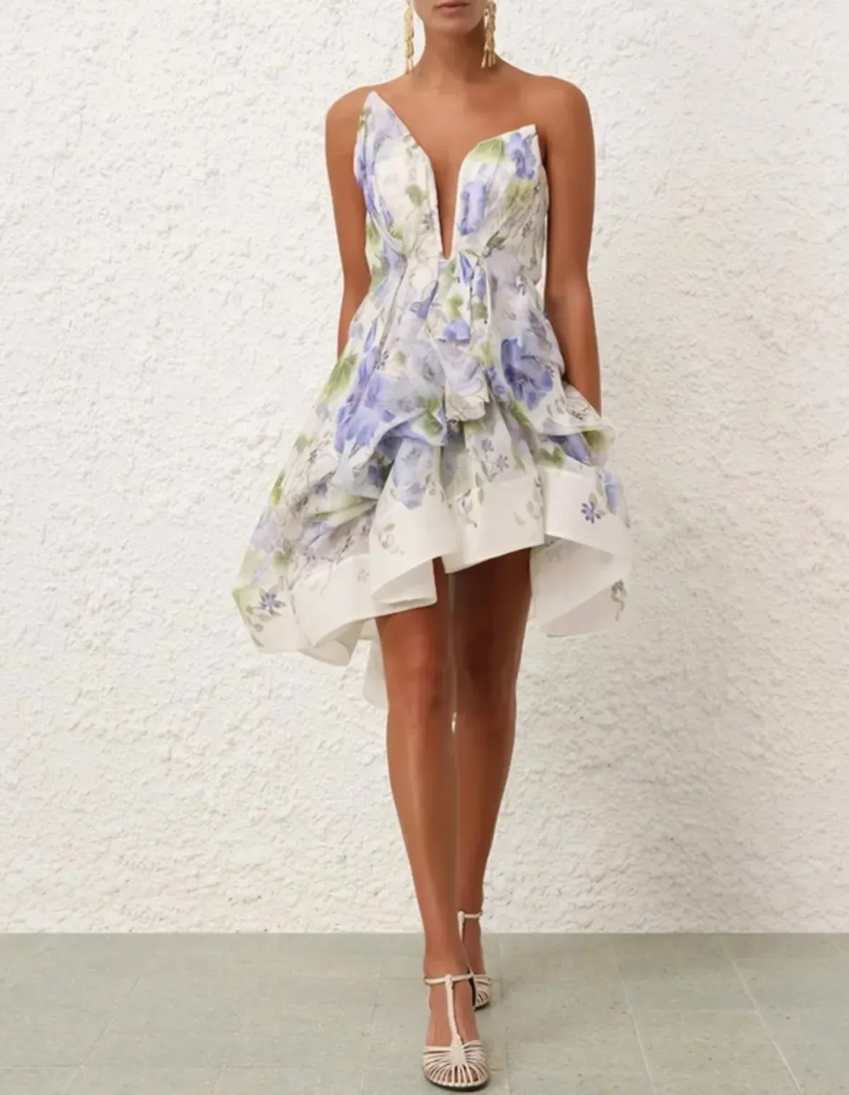 Zimmermann Natura Draped size 12 purple floral for rent on The Volte - main image