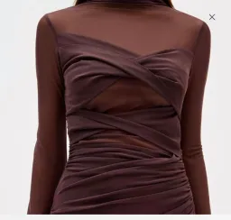 MISHA Madigral Mesh Dress Chocolate Size 10/M for rent on The Volte - image 3