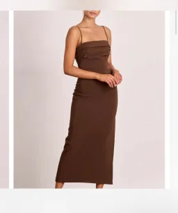 Pasduchas Emerson Column Midi Dress in chocolate brown size 10 for rent on The Volte - image 2