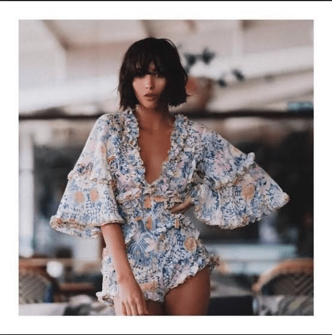 Alice Mccall 'Choose Me Romper' Blue Floral Sz 8 for rent on The Volte - main image