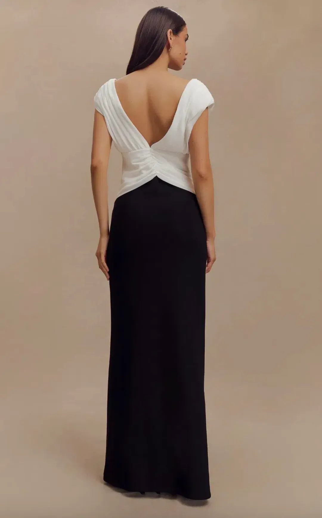 MESHKI Monique Contrast Maxi Dress Black White Size /Au12 for rent on The Volte - main image
