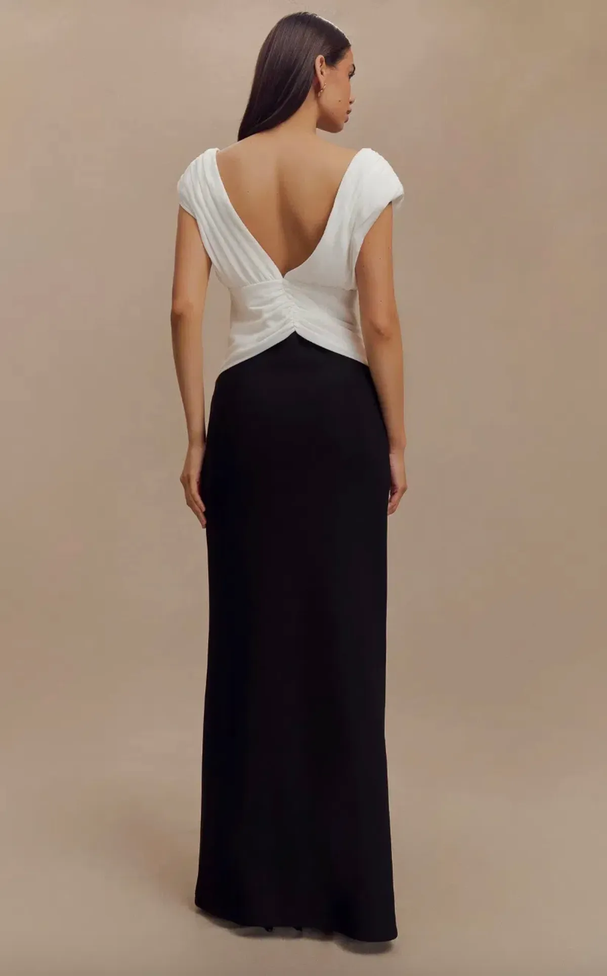MESHKI Monique Contrast Maxi Dress Black White Size /Au12 - Image 3