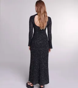 Maje Sequin Embellished Open Back Dress Black Size 8 for rent on The Volte - image 2