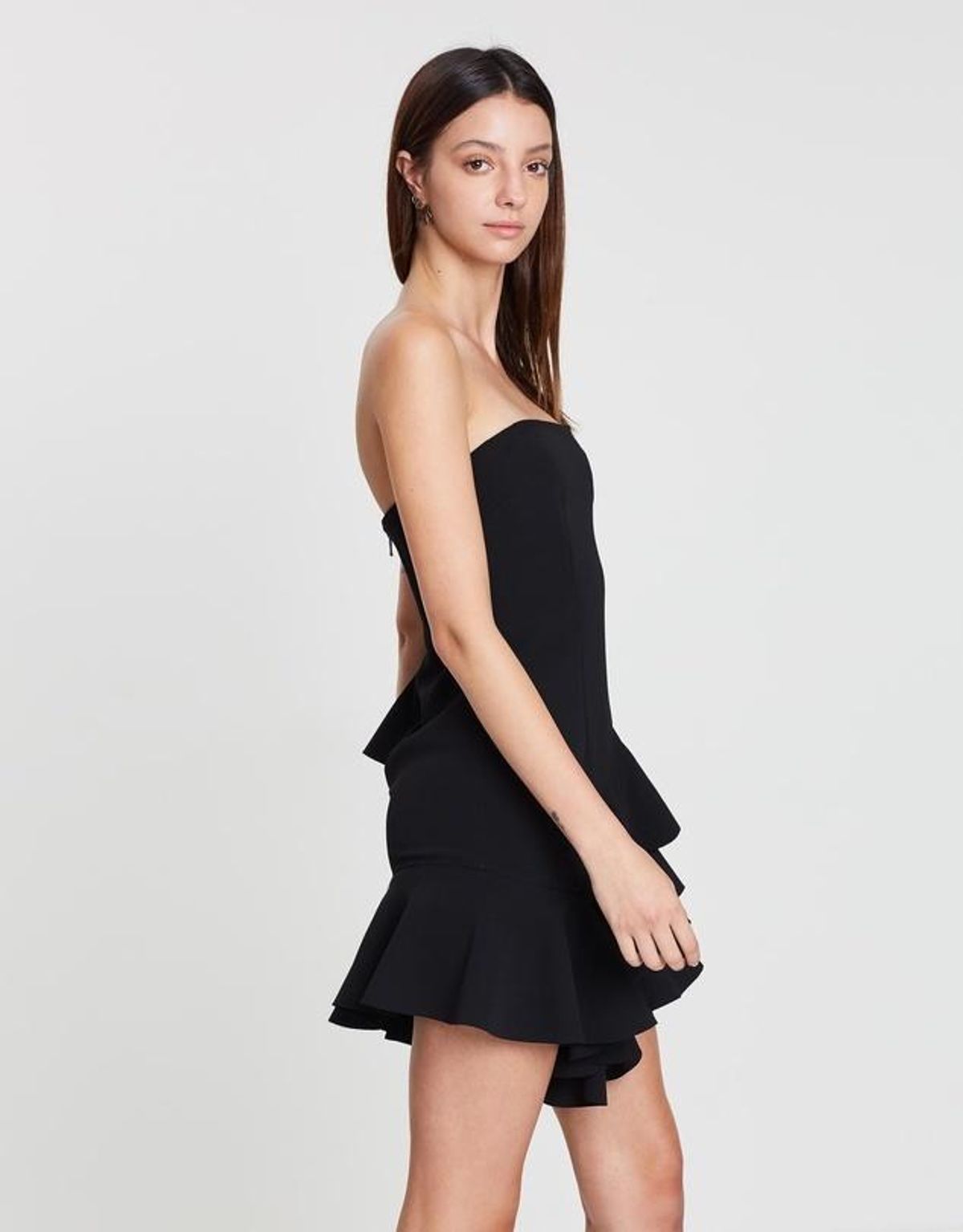 By Johnny Lily Strapless Flounce Mini Dress Black Size 6 - Image 2