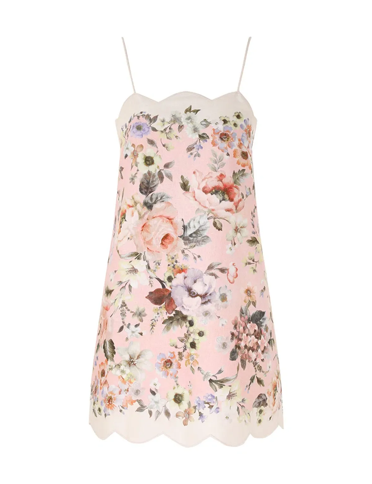 Zimmermann The Acacia Scallop Mini Dress in Pink Floral Size 0 / AU 8 - Image 3