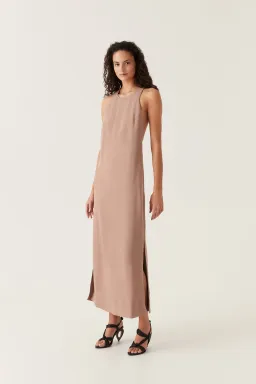 Aje Intrigue Twist Back Midi Dress in Chocolate Brown Size AU 10 for rent on The Volte - image 2