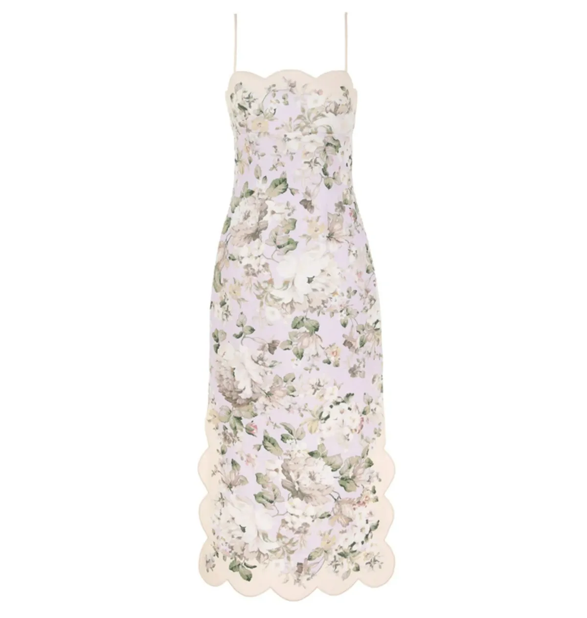 Zimmermann Acacia Scallop Midi Dress in Lilac Floral Size 1 / AU 10 - Image 1