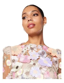 Elliatt Shannon 3d Floral Midi Dress in Purple Size AU 10 for rent on The Volte - image 3