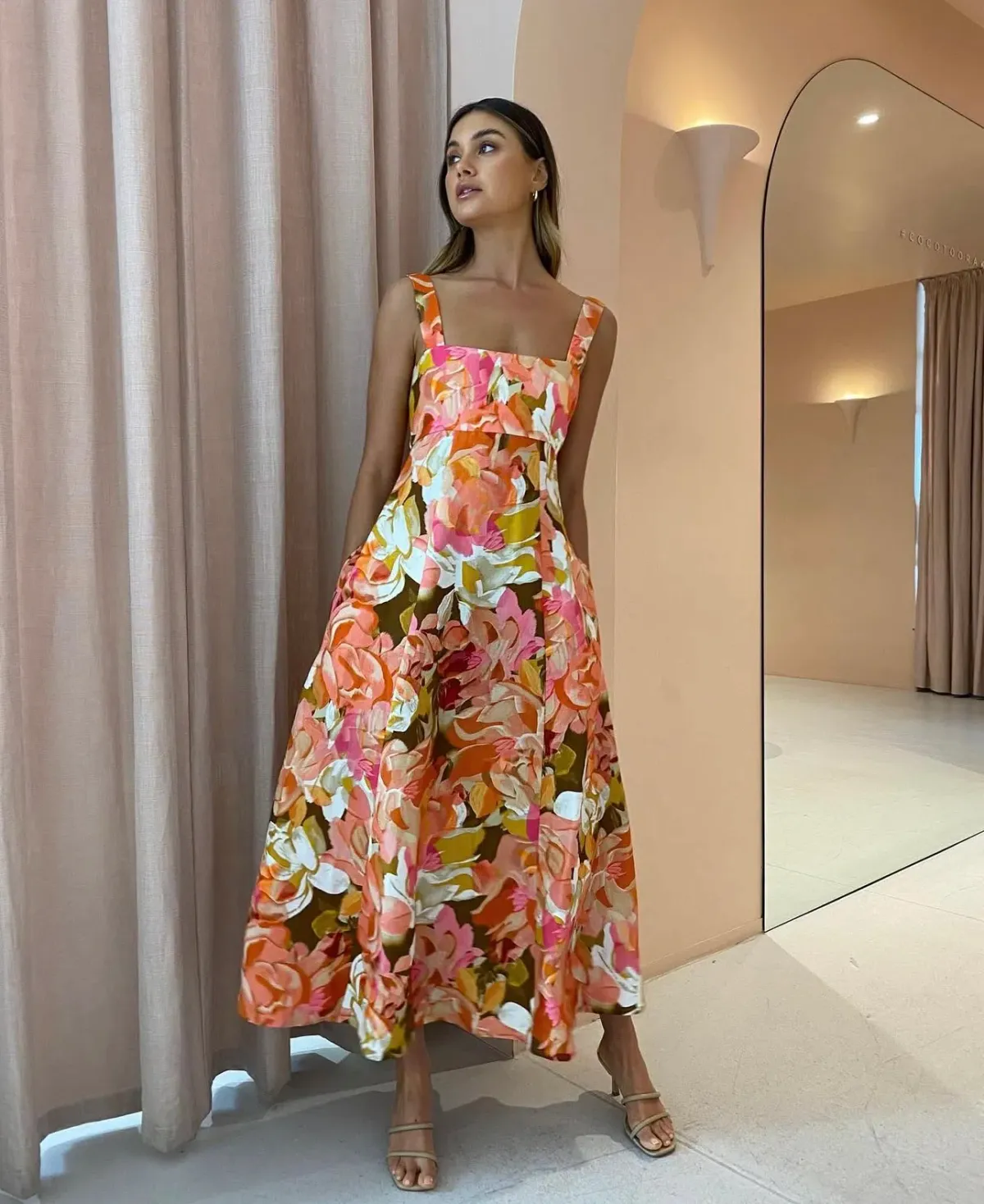 Acler Tate Dress Size 14 Pink Bouquet Maxi - Image 1