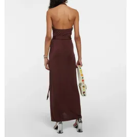 Staud Halterneck Dress Brown Size AU 6 for rent on The Volte - image 2