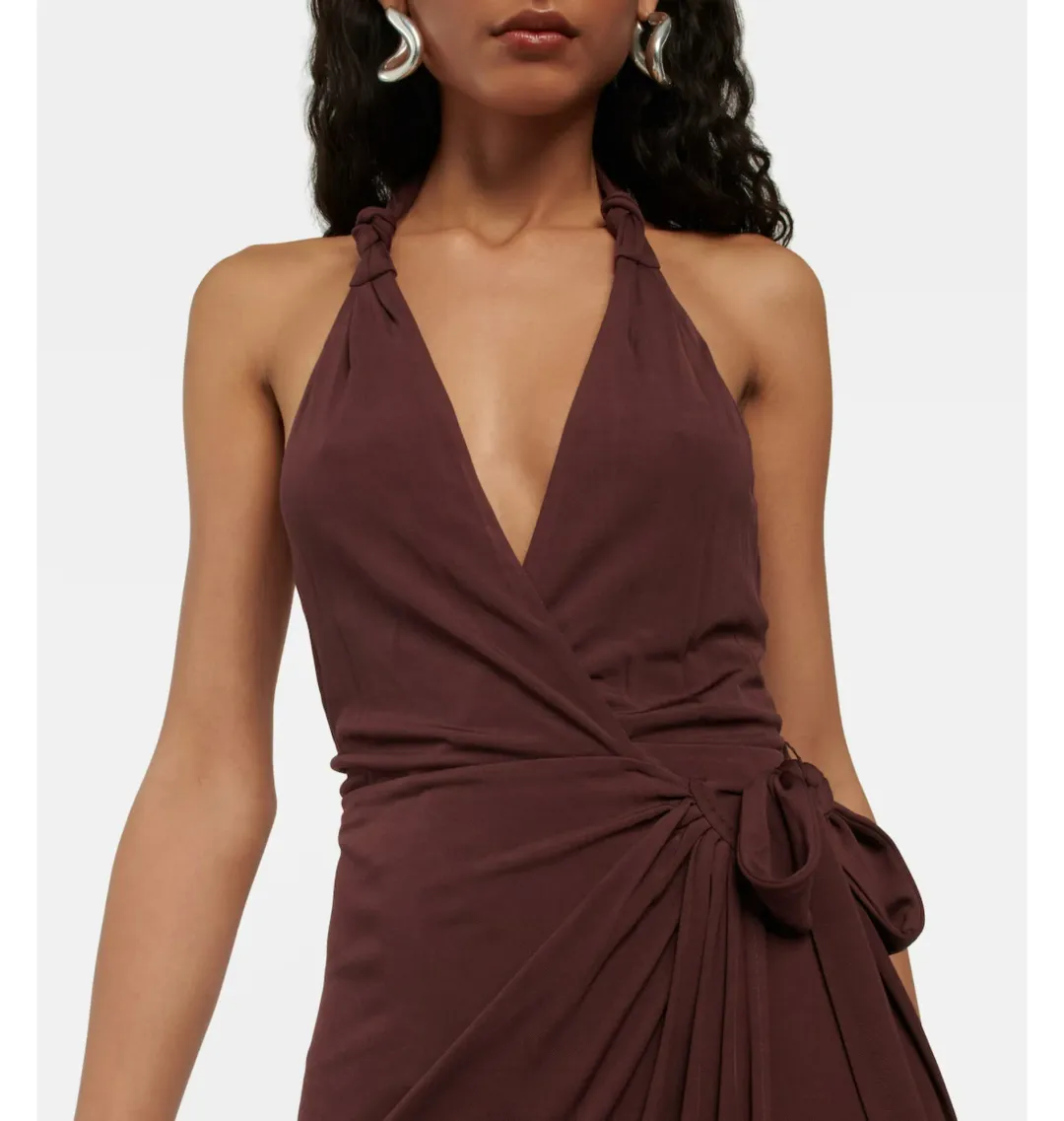 Staud Halterneck Dress Brown Size AU 6 for rent on The Volte - main image