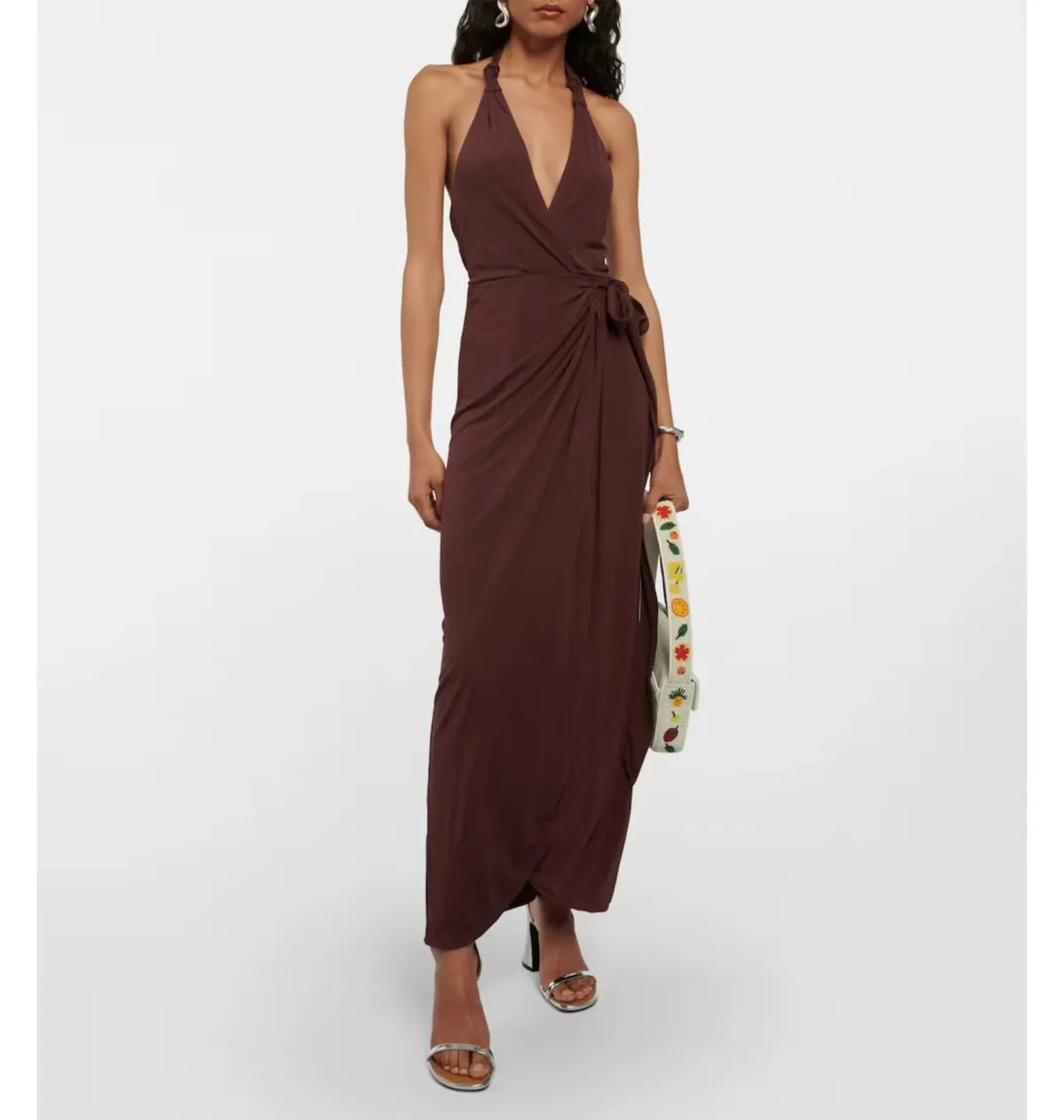 Staud Halterneck Dress Brown Size AU 6 for rent on The Volte - main image