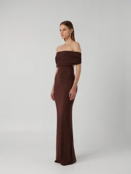 Effie Kats Viela Gown Cocoa Brown Size M / AU 10 for rent on The Volte - image 2
