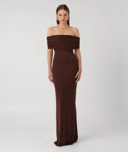 Effie Kats Viela Gown Cocoa Brown Size M / AU 10 for rent on The Volte - image 1
