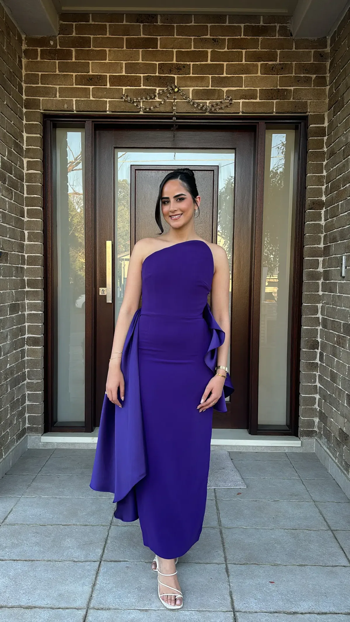 Solace London Nala Midaxi Draped Dress in Amethyst Purple Size 10 for rent on The Volte - main image