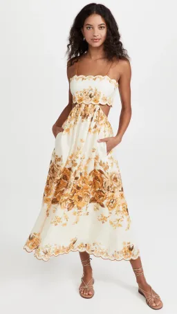 Zimmermann Aliane Scallop Midi Dress Amber Floral Size 8 for rent on The Volte - image 4