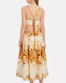 Zimmermann Aliane Scallop Midi Dress Amber Floral Size 8 for rent on The Volte - image 3