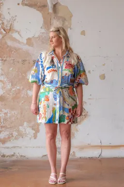 Alemais Nadia Mini Shirtdress Multi Size 12 for rent on The Volte - image 1