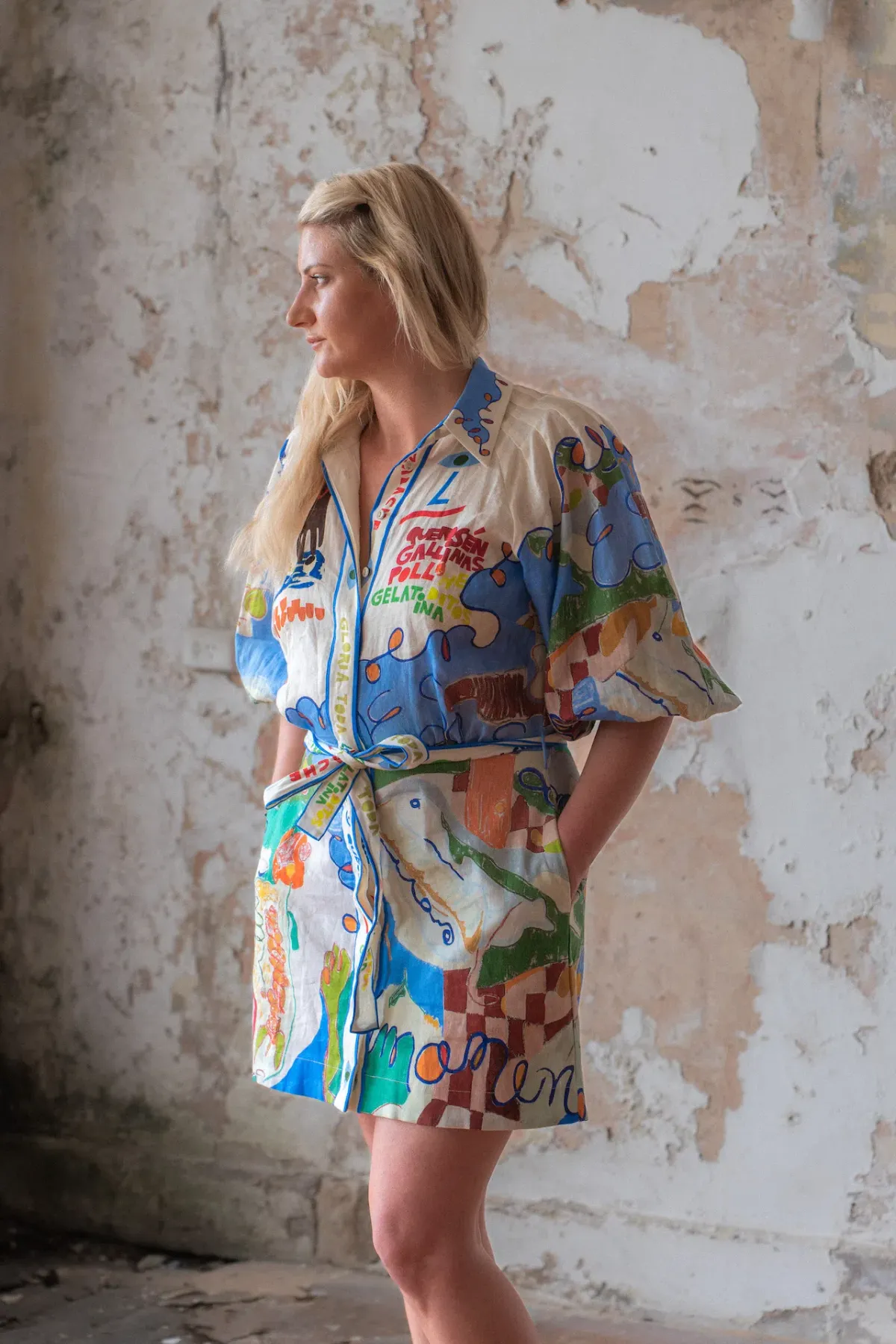 Alemais Nadia Mini Shirtdress Multi Size 12 - Image 3