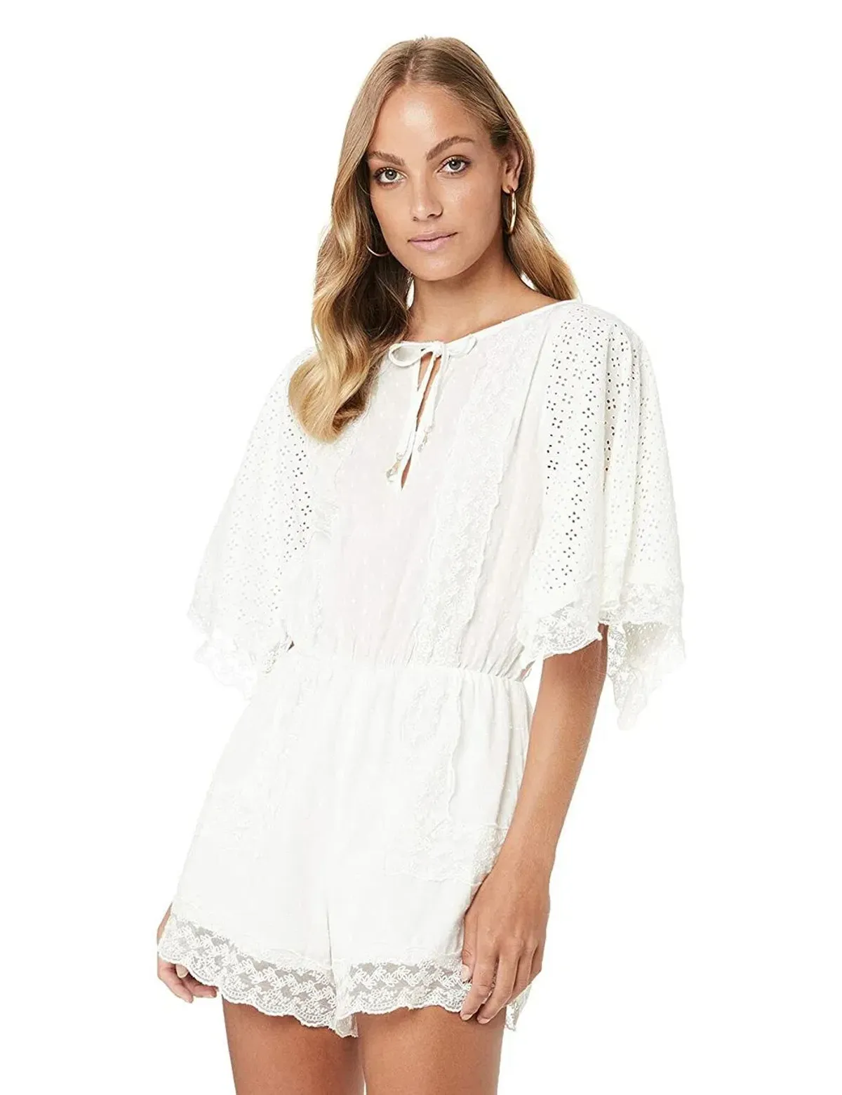 Tigerlily Elati Broderie Lace Onesie Playsuit White - Image 2