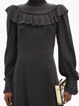 The Vampire's Wife The Firefly Gathered Puckered Silk Satin Dress Black Size AU 10 for rent on The Volte - image 2